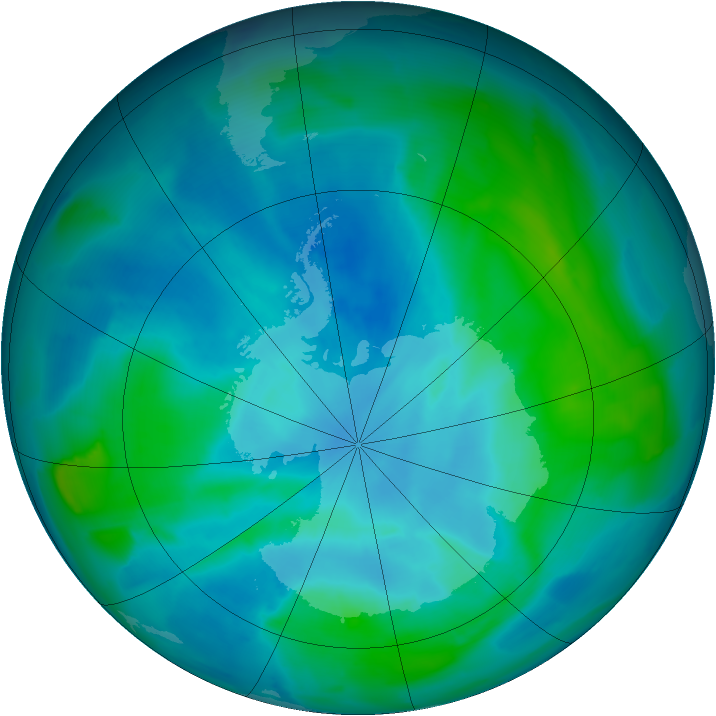 Antarctic ozone map for 24 February 2013